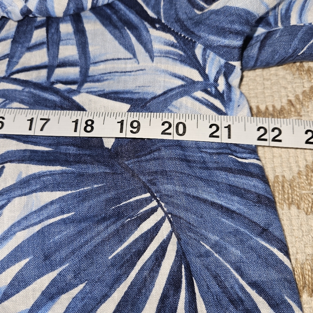 NWT! Talbots Linen Blouse Tropical Print Blue Womens Size Medium NEW - Picture 12 of 14